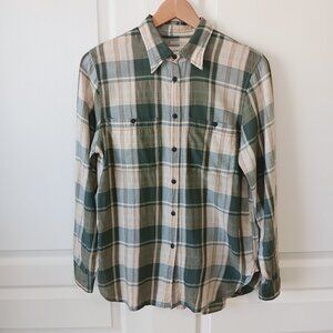 Denim & Supply Ralph Lauren Women's Green Cotton Plaid Button Front Shirt Size M